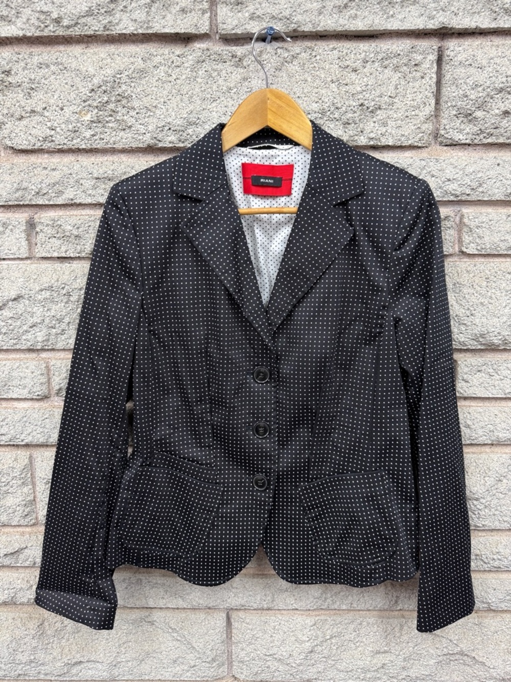 RIANI Black Blazer with White Microdot Pattern
